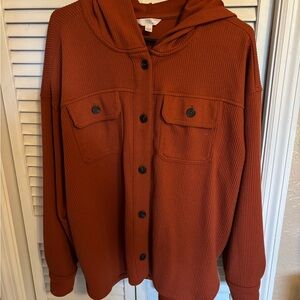 Time and Tru Terracotta Hooded Shirt